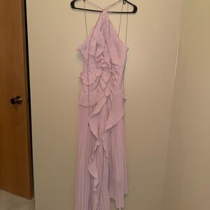 Elegant Asymmetrical Lavender Ruffle Dress